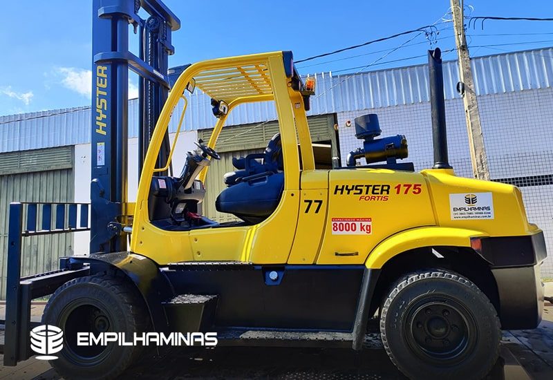 Aluguel de empilhadeira em BH: empilhadeira Hyster a diesel da frota própria da Empilhaminas